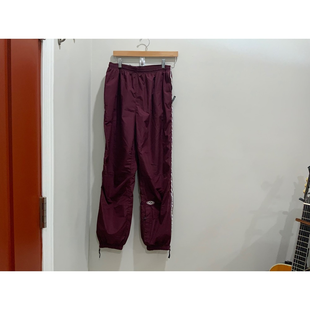 Easton Mens Maroon Track Pants Large Burgundy White Stripe Mesh Lined Warmup